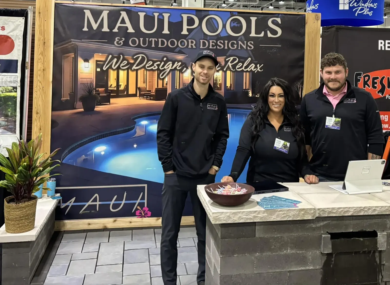 The Maui Pools & Outdoor Designs team at a Cincinnati home & garden show