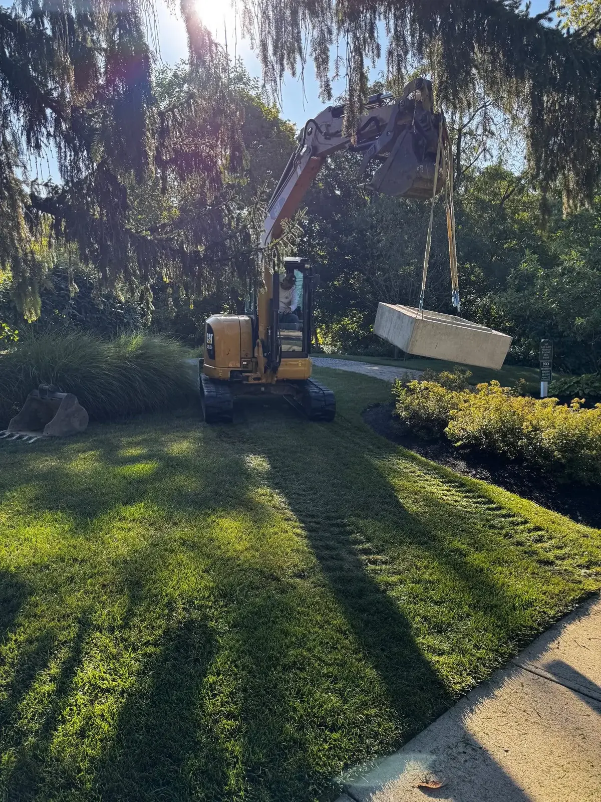 Pool equipment installation and landscaping in progress